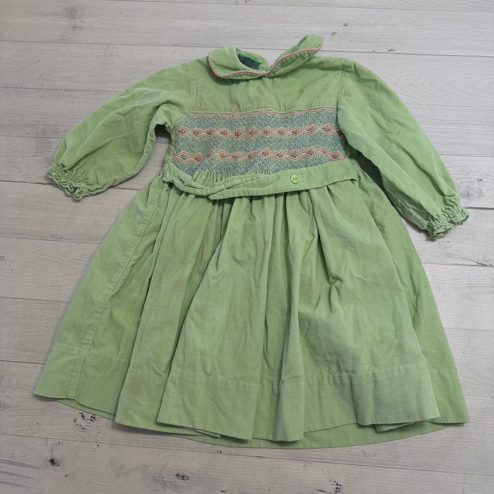 Classic by Anavini girls green smocked floral‎ dress size 3